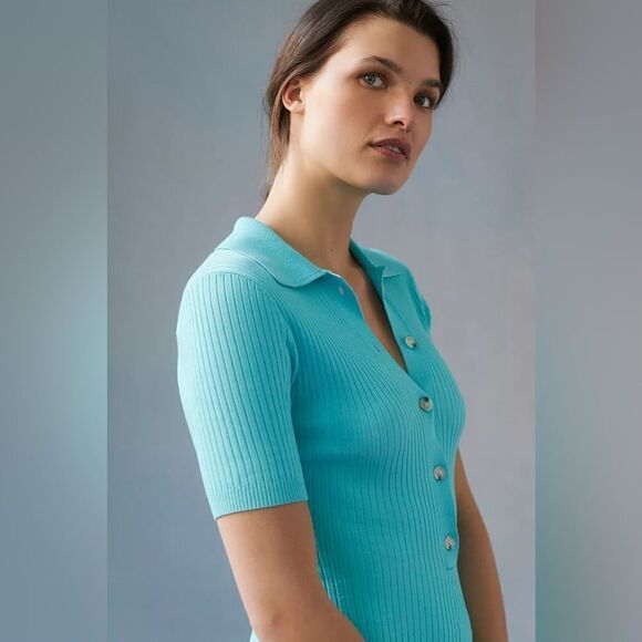 Anthropologie Current Air Collared Ribbed Midi Dress NWT - Picture 4 of 11